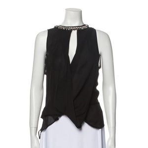 Rebecca Taylor Silk Crew Neck Blouse Rebecca Taylor Silk BlouseBlackCrystal